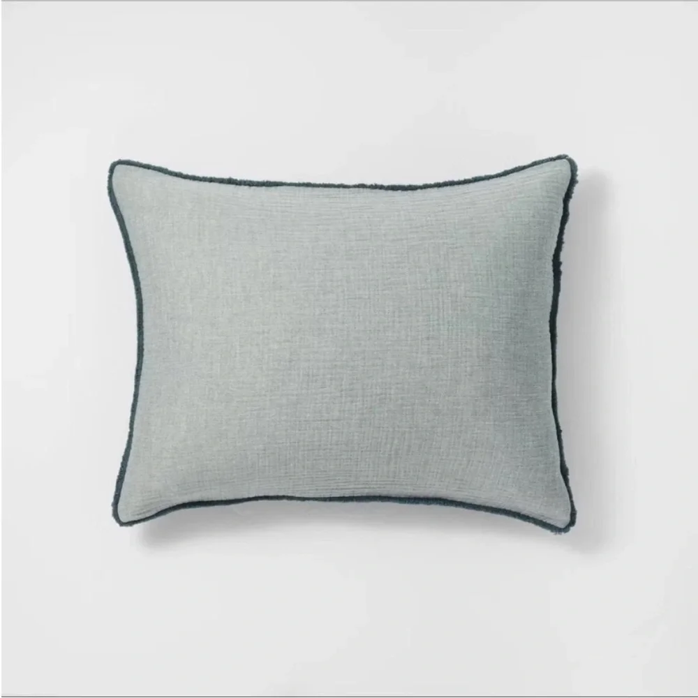NWT King Textured Chambray Cotton Duvet Cover & Sham Set Dark Teal Blue